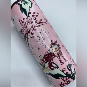Starbucks Holiday Pink Enchanted Forest Berry Stainless Tumbler 24oz Fox Deer